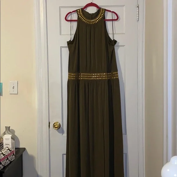 olive green maxi dress plus size Evening Party Dress Plus Size Women A-Line Empire Waist Chiffon main image 0